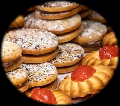 A tray of Italian cookies baked every morning in the By Eric atelier