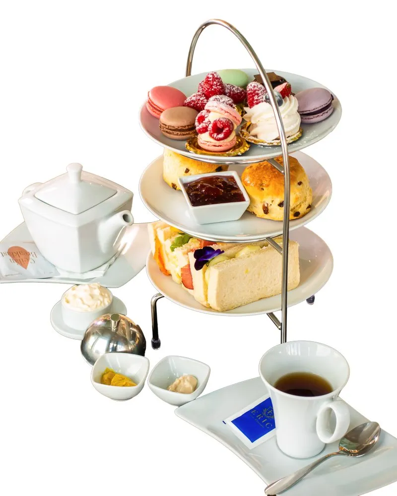The By Eric Afternoon Tea stand with scones, sandwiches and pastries